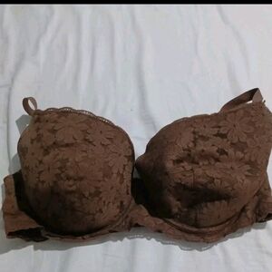 No Boundaries Floral Lace Brown Bra